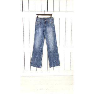 Vintage light blue bleached/faded wide leg denim jeans